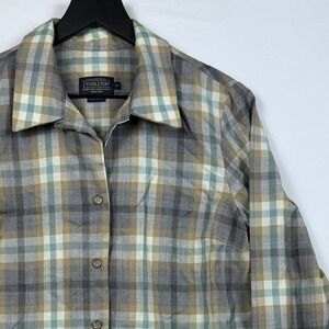 Vtg Pendleton 100% Pure Virgin Wool Button Up Plaid Shirt USA Mens Medium *READ*